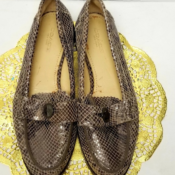 Coach Palmer Flint Gray Sand Snake Leather Loafers - Picture 8 of 8